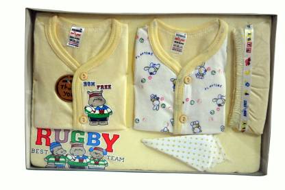 Bonfree BelleGirl 100% Cotton New Born Gift Set of 5 Pcs for Girl Cream 0-3M