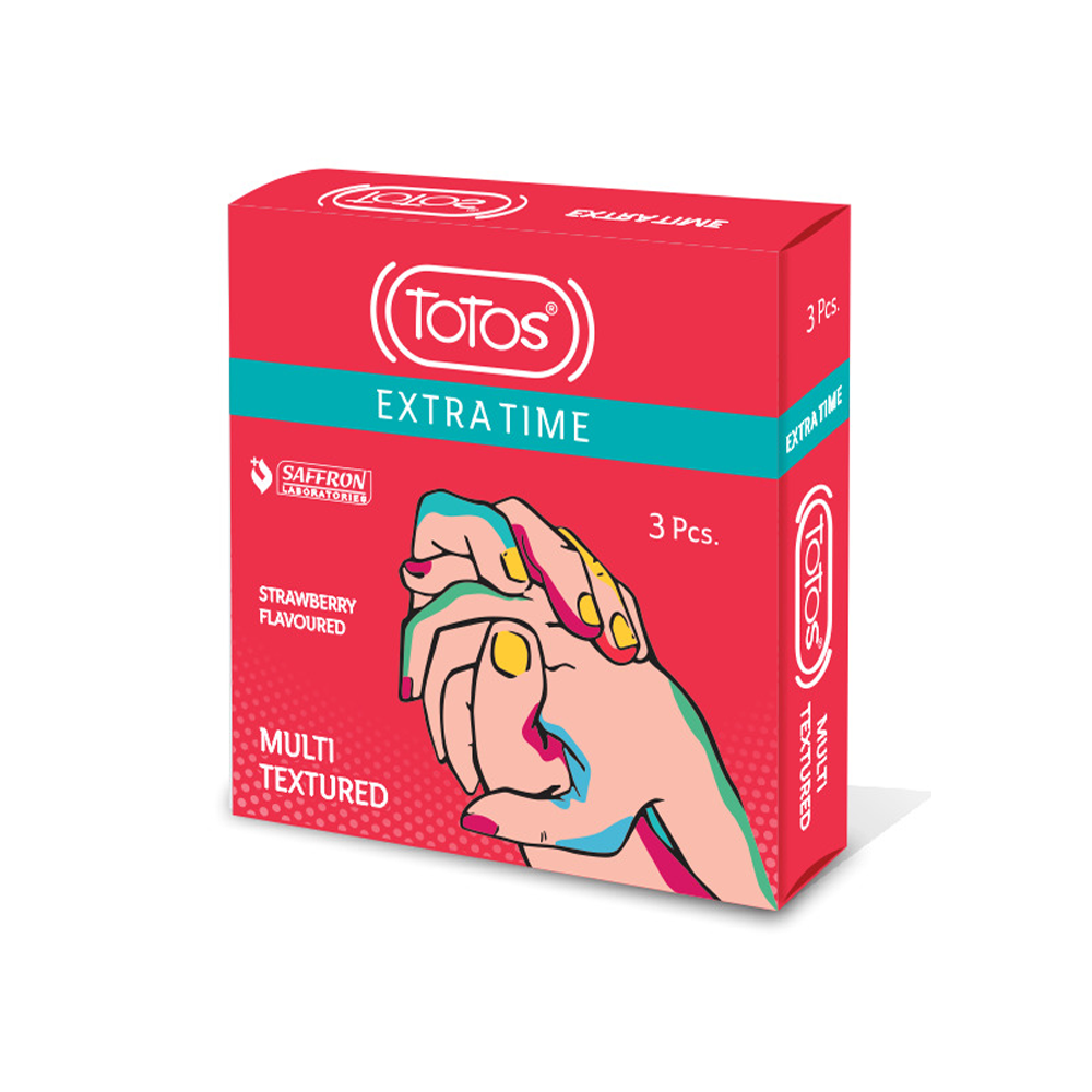 Shop TOTOS Extra Time-Multi Texture Strawberry Flavoured Condom 3s