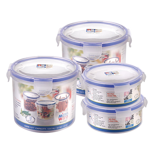 Joyo 4 Side Lock Plastic Round Containers Set of 4