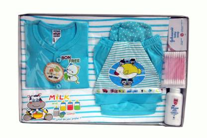 Bonfree BelleGirl 100% Cotton New Born Gift Set of 8 Pcs Blue 0-3M