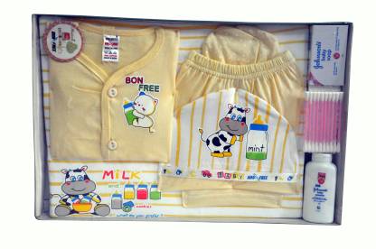 Bonfree BelleGirl 100% Cotton New Born Gift Set of 8 Pcs Cream 0-3M