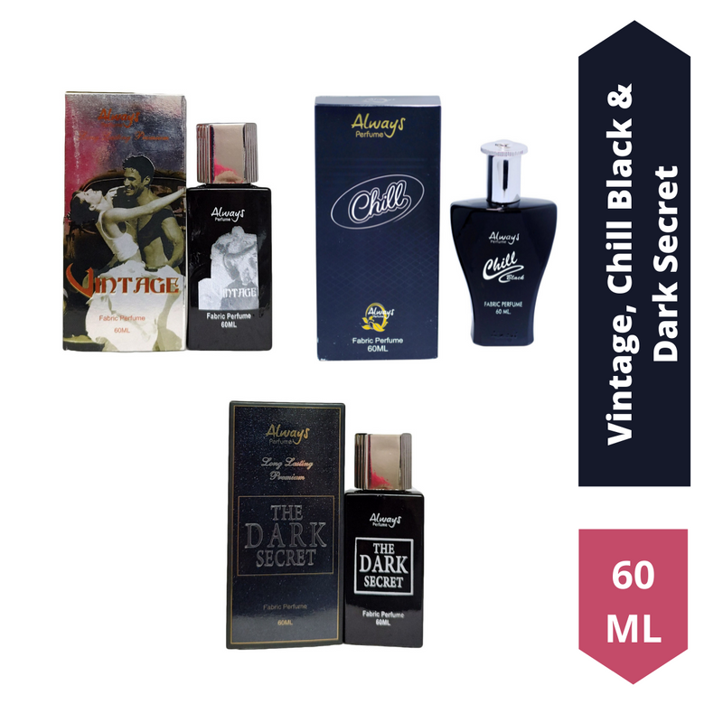 Shop Always Dark Secret, Vintage and Chill Black 60ML Each (Pack of 3)
