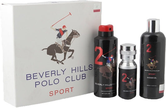 Shop Beverly Hills Polo Club Sport No 2 For Men 250ML Body Wash, 50ML EDT Perfume and 175ML Deodorant Gift Set